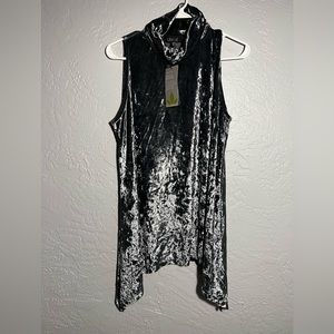 Libisse Gray Velvet High Collar Mini Dress